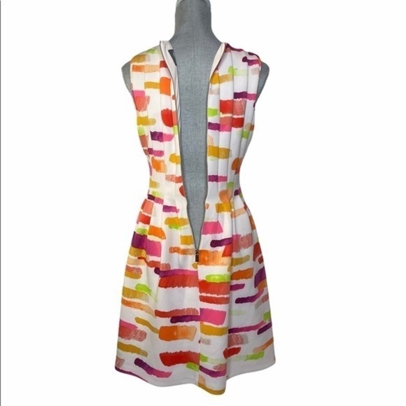 VINCE Camuto  White Pink Multicolored Fit and Flare A-Line Dress Size 8 - Picture 5 of 8